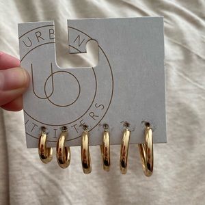 Urban Outfitters Hollow Hoop Earring Set (3)